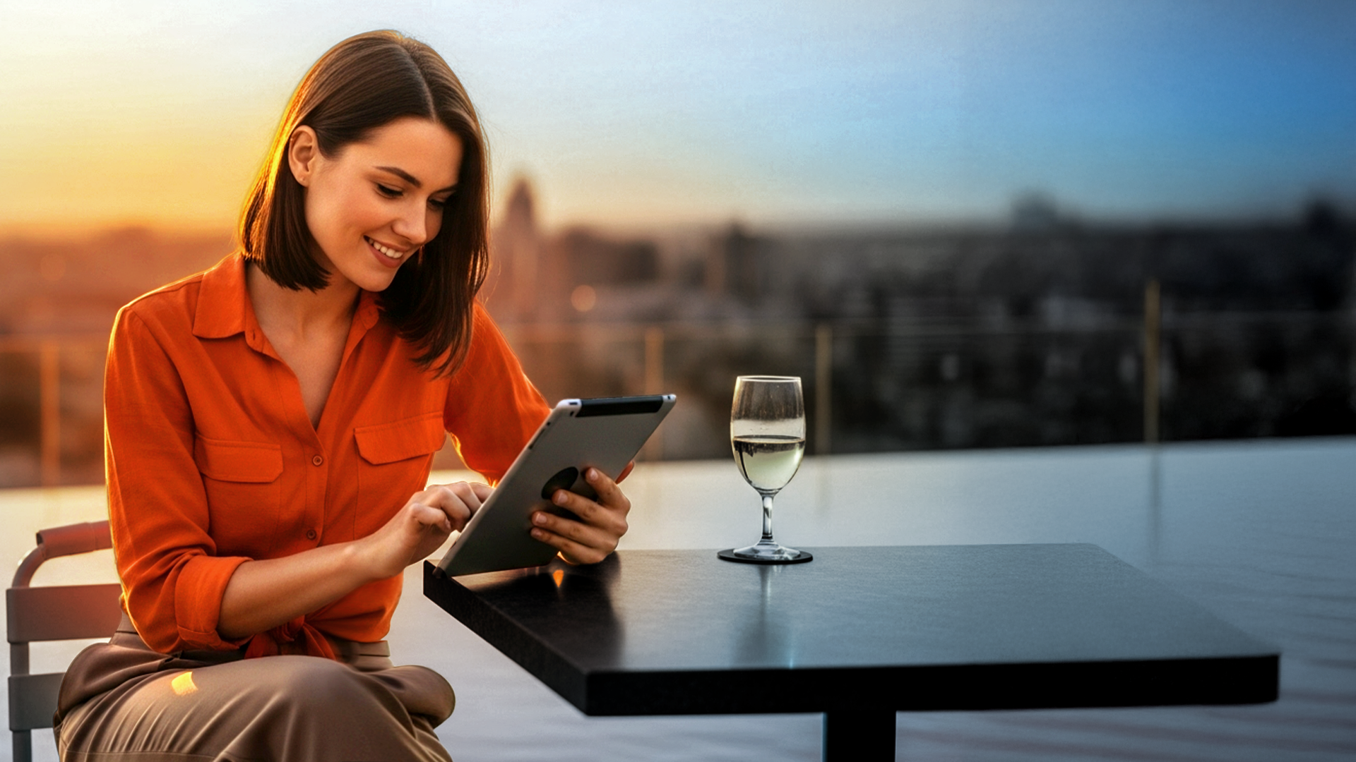 Mujer usando una tablet